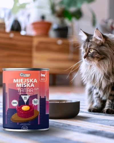Gaczoo Miejska Miska Tatar Wołowy 400 g – bezzbożowa karma mokra dla kota
